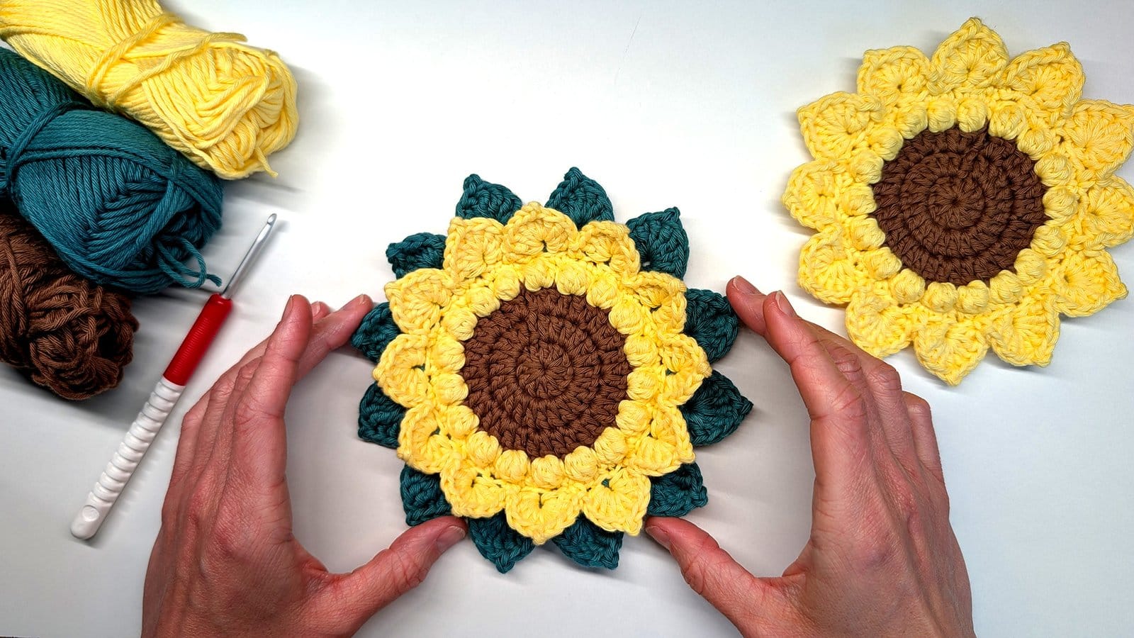 Crochet Sunflower Coaster Pattern | ChunkyHook